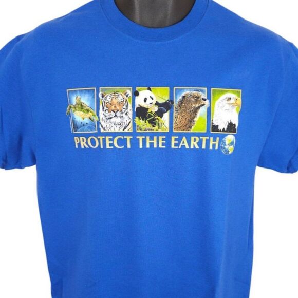 Gildan Other - Protect The Earth T Shirt Mens Size Medium Blue Eagle Tiger Panda Otter Turtle